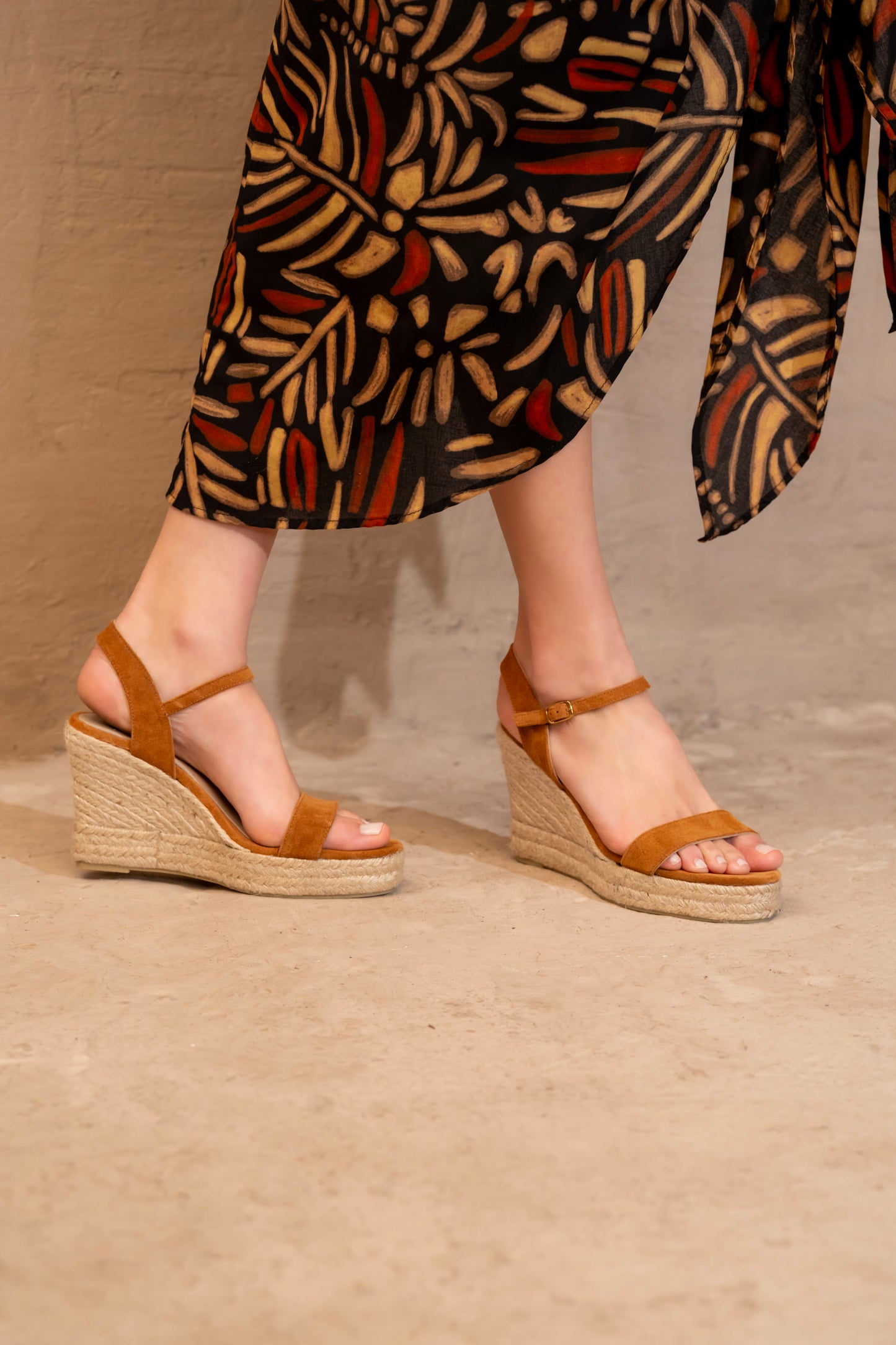 Open-Toe Espadrille Wedges