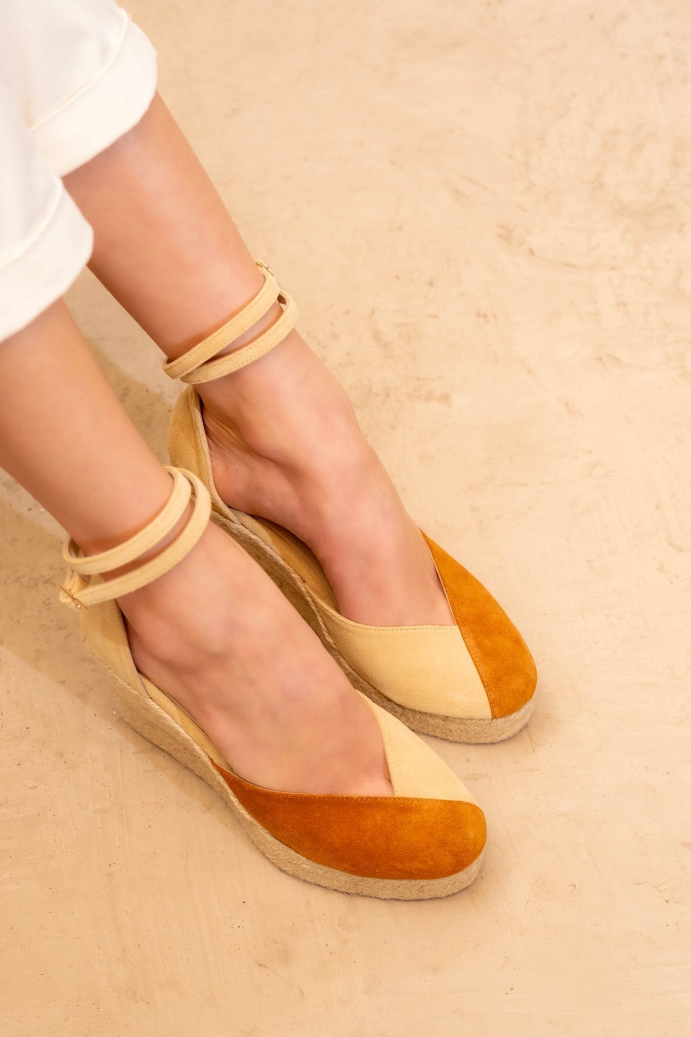 The Workshop - Two - Tone Closed - Toe Espadrille Wedges